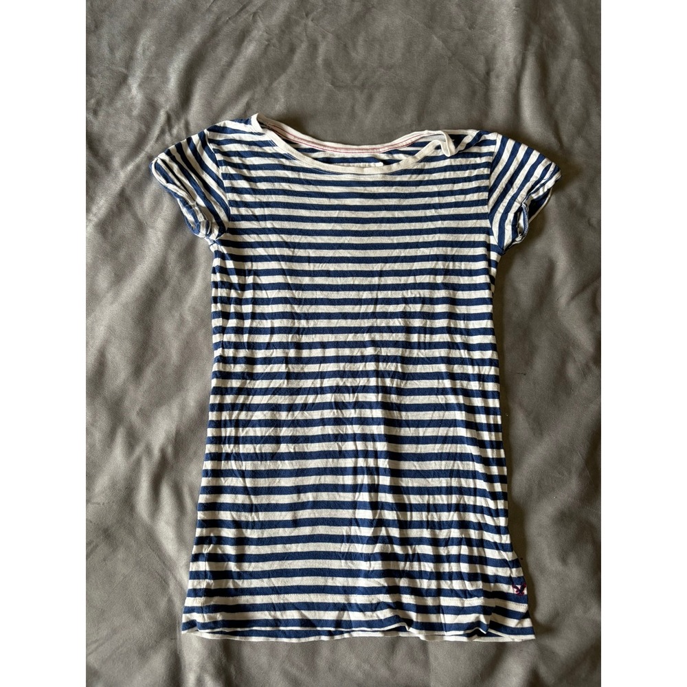 American Eagle Outfitters Womens Blue White Striped Short Sleeve Crew Neck Tee M